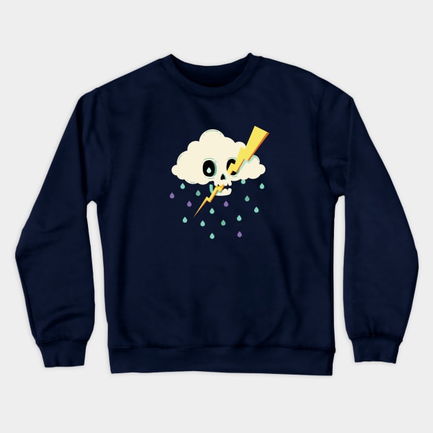 Skull Rain Cloud Crewneck Sweatshirt by noeyedeer